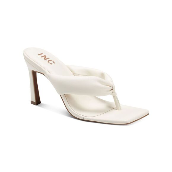 INC Shoes - INC Womens White Puffed Straps Sagee Toe Stiletto Slip On Thong Sandals 9.5 M